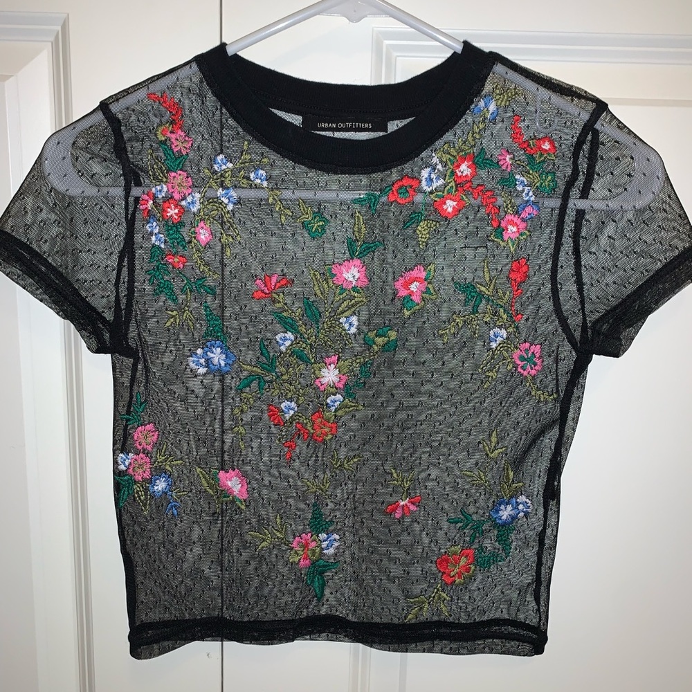 Urban Outfitters Floral Mesh Crop Top